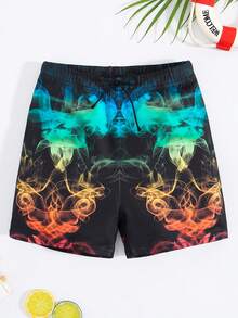SHEIN Teenage Boys' Colorful Holographic Number Print Tight Swim Shorts - Multicolor - View 3