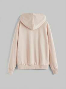 DoodlebyMeg Women's Mushroom & Letter Printed Hooded Sweatshirt With Drawstring, School - Apricot - View 2