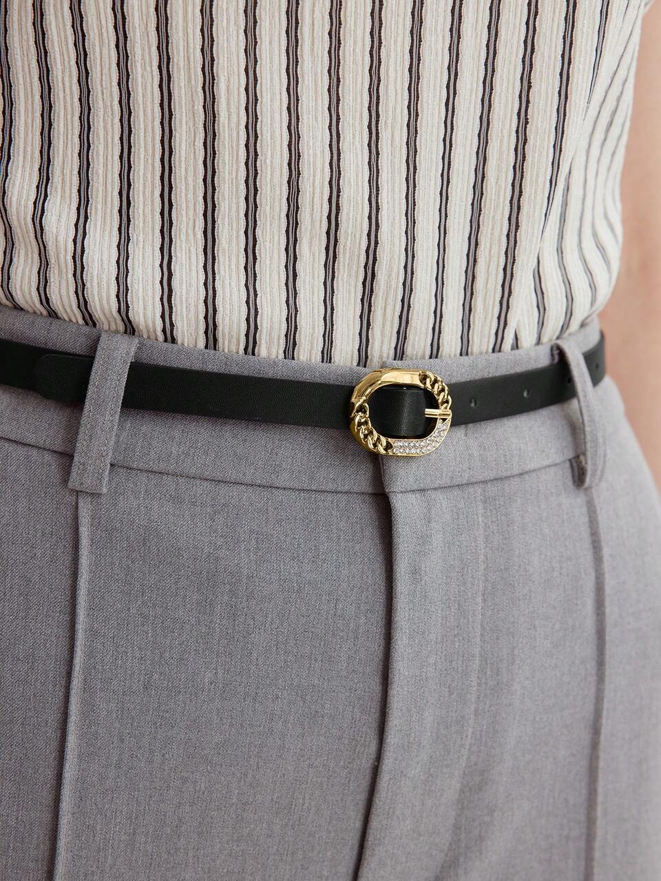 BLACK BELT WITH SUNSHAPED BUCKLE ELEGANT
