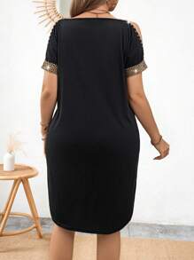 Calvaya Plus Size Women's Off Shoulder Strappy Dress - Black - View 2