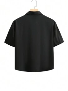 Manfinity EMRG Camisa de manga corta con cuello vuelto para hombres para fiesta, amigos