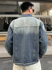 DAZY Men's Long Sleeve Denim Jacket - Washed Style,Fall Clothes - Medium Wash - View 2