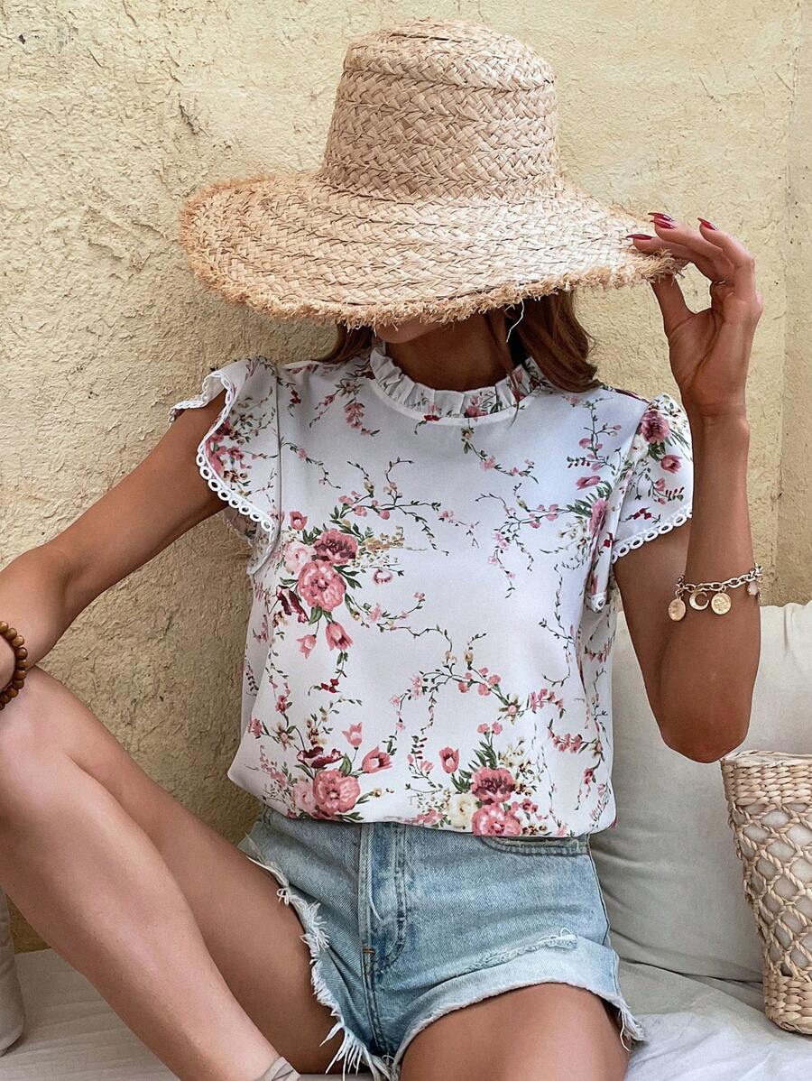 SHEIN Clasi 女士花卉印花盖袖衬衫 - 彩色 - 查看 1