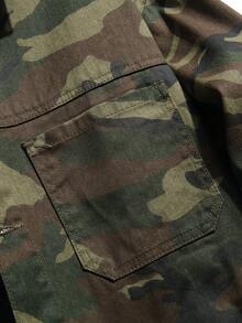 Manfinity EMRG Nam Ngụy trang In Tay áo dài Áo denim Với Mặt trước Túi - Nhiều màu - Xem 4