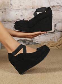 Của phụ nữ Đen Nêm & Nền tảng Giày dép - màu đen - Xem 3