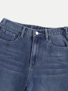 SHEIN Teen Boy Casual Mid-Rise Washed Denim Pants - Blue - View 5