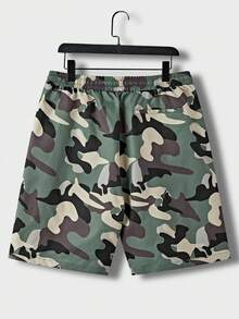 Manfinity RebelGame 男士鬆身迷彩印花短褲和t恤裝置飾補丁套裝 - 軍綠色 - 查看 6