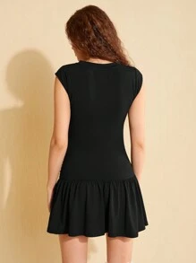 Forever 21 Women's Low Waist Dress With 3d Flower Decor - Black - View 2