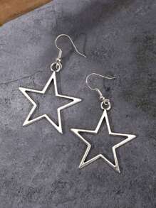 ROMWE Goth 3 Pares De Pendientes De Gota Con Diseño De Estrella - Plateado - Ver 7