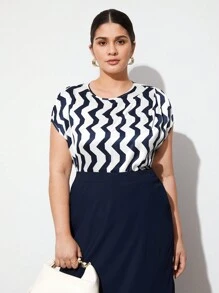 BizChic Plus Size Color Block Striped Shirt