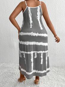 Maweii Plus Size Summer Tie-Dye Spaghetti Strap Dress - Multicolor - View 2