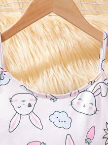 SHEIN Tween女孩編織可愛紋路背心上衣與編織褲舒適貼合家居套裝 - 淺粉色 - 查看 5