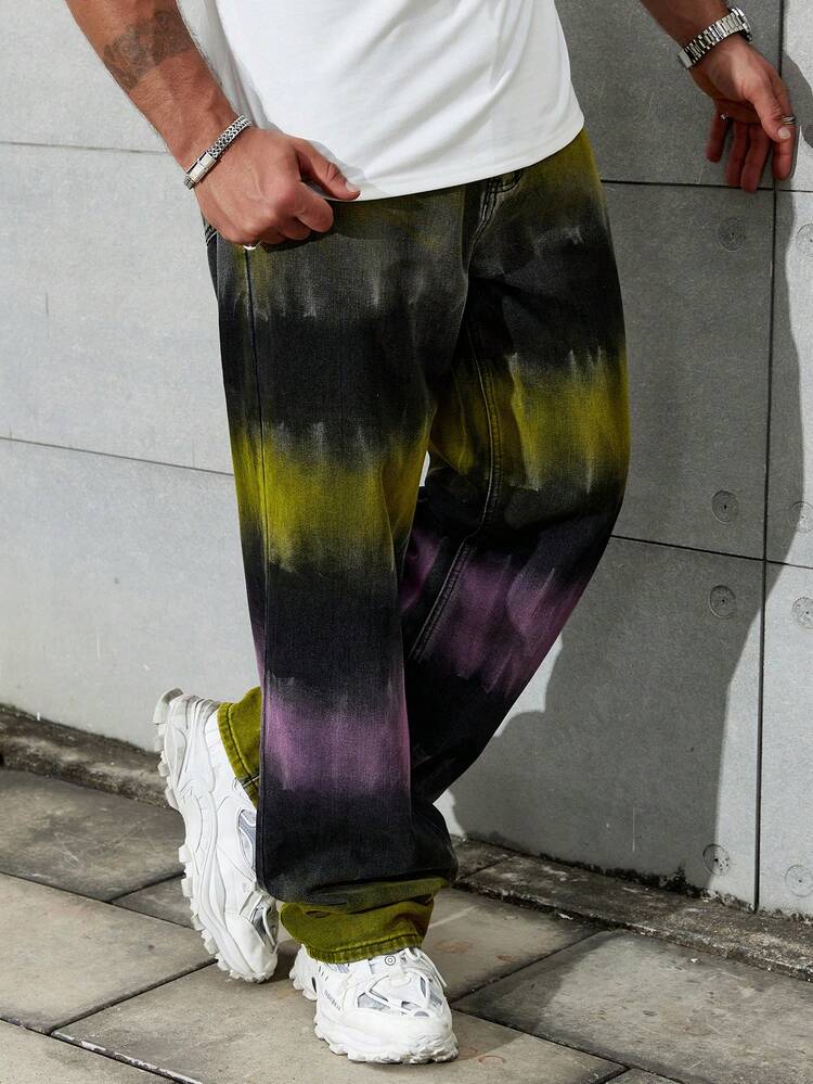 Loose Fit Men's Tie-Dye Straight-Leg Jeans
