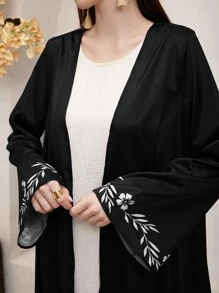 Al Najma Women's Printed Long Arabic Robe Abaya, Muslim Fashion Abaya For Casual/Festival/Gathering/Travel - Black - View 7