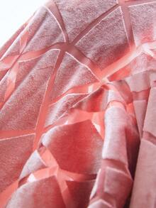 大碼交叉領口綁腰長袖天鵝絨連衣裙 - 粉色 - 查看 6