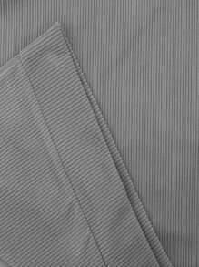 Men's Color Block Buttoned Half Placket Polo Shirt For Spring And Autumn, Fall, Long Sleeve Top - Grey - View 3