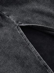 ROMWE PUNK 女式铆钉装饰无袖连衣裙，学校 - 深灰色 - 查看 4