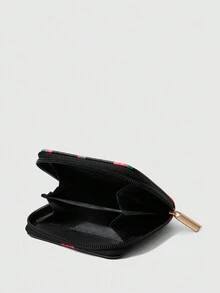 ROMWE Kawaii 1入pu材質的可愛動物和水果印花拉鍊短錢包,附多個卡槽,以及動漫印花 - 彩色 - 查看 3