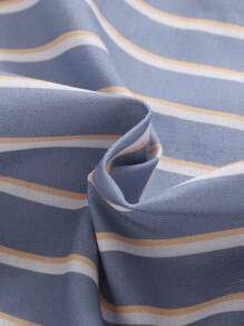 SHEIN 男嬰藍白條紋前扣襯衫休閒短褲 2 件套 - 藍色 - 查看 7