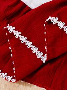 Tween Girls' Bow Knot Top And Lace Hem Skirt 2 Piece Set - Burgundy - View 8