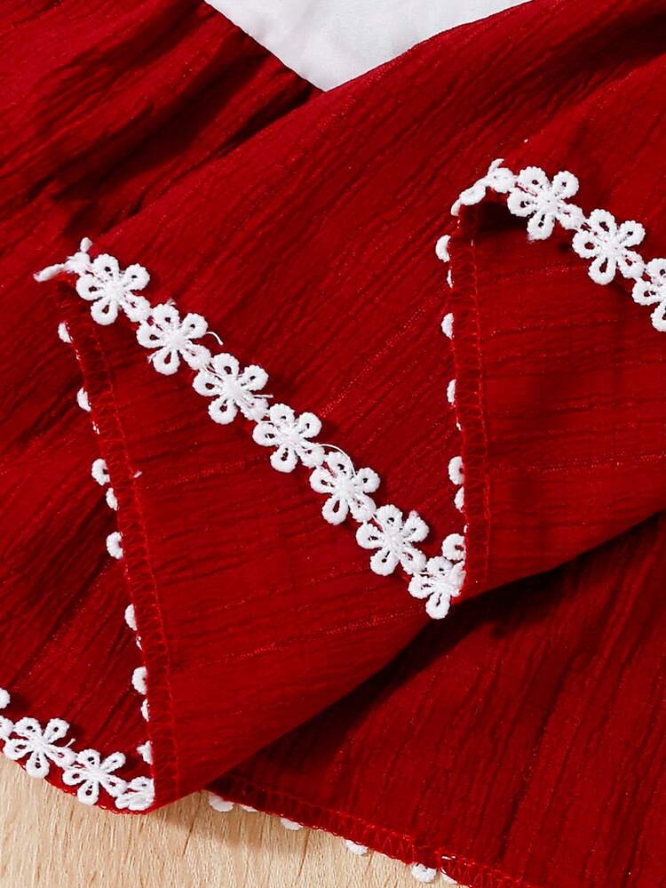 Tween Girls' Bow Knot Top And Lace Hem Skirt 2 Piece Set