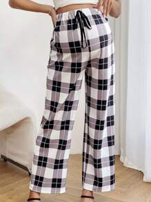 SHEIN Adjustable Waist Plaid Pants For Pregnant Women For Maternity