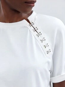 Maija Women's Eyelet Detail Short Sleeve T-Shirt