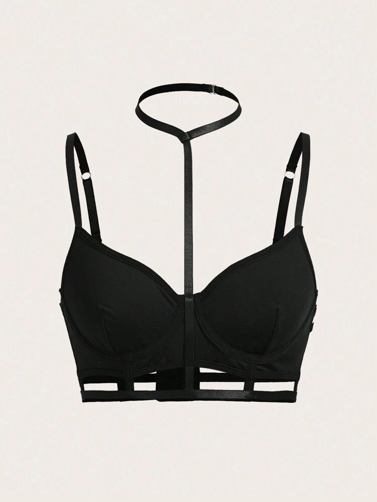 Y2k Summer  Women's Hollow Out Chest Cup Black Camisole With Adjustable Straps