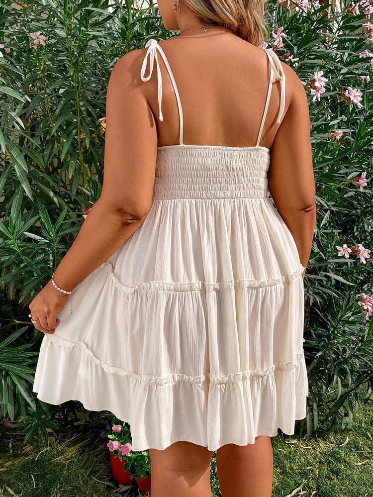 Plus Size Women's Frill Edge Spaghetti Strap Dress