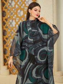 Al Najma 女士立領幾何印花土耳其風長衫