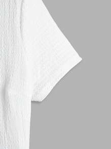 SHEIN EZwear 大尺碼女款針織短袖鈕扣T恤 - 白色 - 查看 4