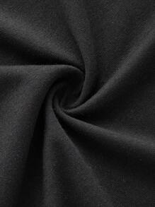 SHEIN BASICS Plus Size Solid Color Slim Fit Round Neck T-Shirt/Summer - Black - View 7