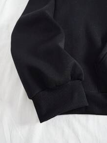 SHEIN Slayr Sudadera con capucha con cordón y estampado cruzado para mujer talla grande, para invierno - Negro - Ver 4