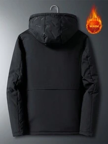男士連帽棉衣 - 黑色 - 查看 2