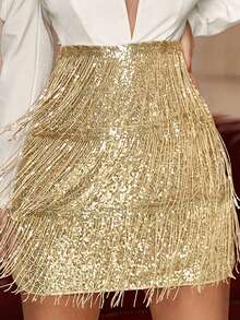 Double Crazy 女士优雅撞色网眼流苏亮片连衣裙，适合婚礼宾客、音乐会、派对、秋冬季