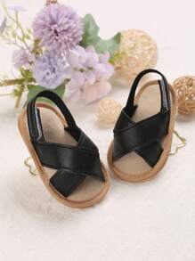 Infant Boys' And Girls' Simple And Cute Crossed Strap Sandals For Outdoor Wearing - Black - View 1