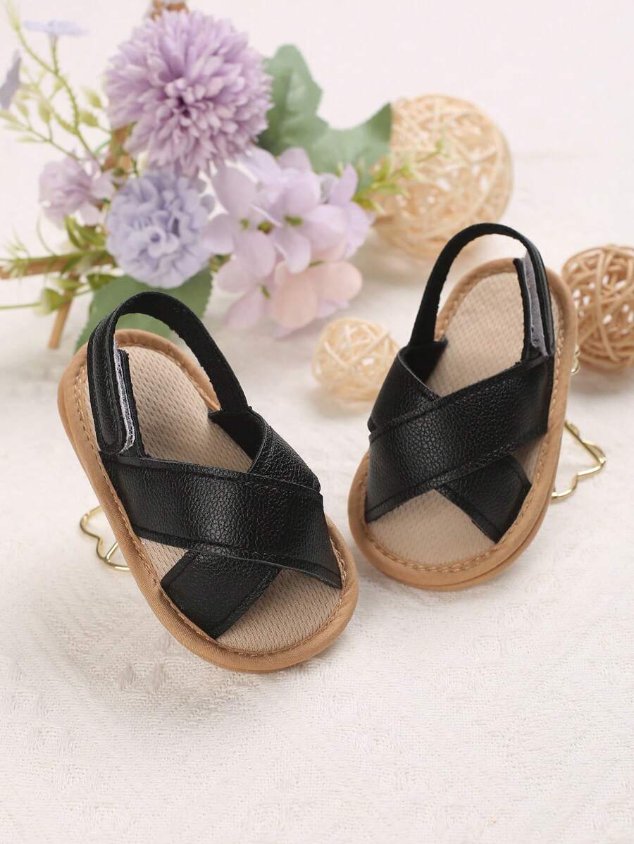 Infant Boys' And Girls' Simple And Cute Crossed Strap Sandals For Outdoor Wearing - Black - View 1