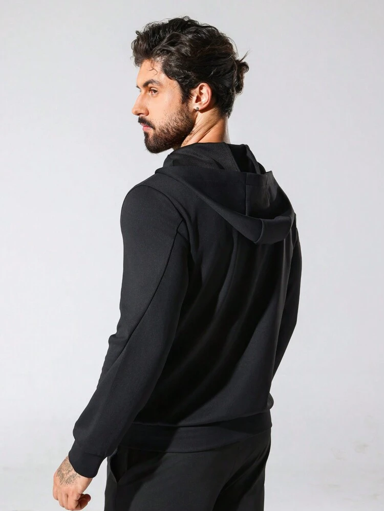 Men's Letter Printed Hooded Sports Jacket Workout Tops Sports Jacket