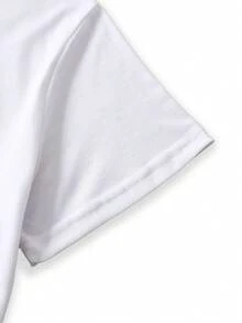 SHEIN Essnce 女士眼睛圖案短袖t卹 - 白色 - 查看 5