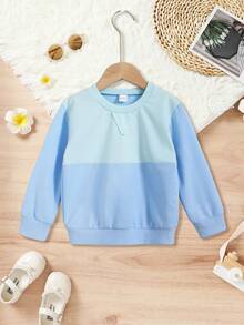 2pcs/set Baby Boys' Cute Color Blocking Sweatshirt And Front Tie Pants - Multicolor - View 6