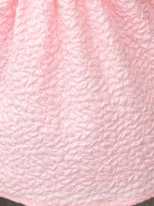 SHEIN Robe D'été Texturée À Col Montant Pour Jeunes Filles, Manches Bouffantes Boutonnées, Manches Courtes Avec Fermeture Éclair Au Dos