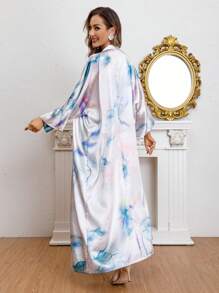 Al Najma Rochie Tie Dye Wrap Cu o haină - Roz - Vizualizare 2