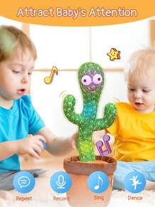 Teckwe Dancing Cactus Toy,Kids Twisting Cactus Soft Short Plush Wiggling Singing Dancing Cactus Toy,Repeat What You Say Baby Toys,15 Seconds Recorder Music Toys,Talking Musical Glow Toy Boy Girl Gifts For Infants Toddlers Babies