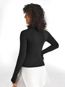 Lifespree Slim Fit Sports Jacket With Full Zipper, Ribbed Cuffs And Pockets - Black - View 3