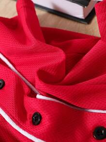 SHEIN Bộ đồ bóng chày hai mảnh họa tiết hoạt hình cổ chữ V nhiều màu cho bé trai và quần short - Đỏ - Xem 7