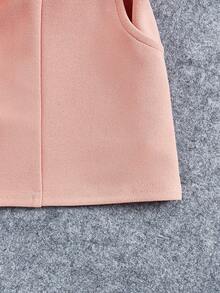 SHEIN Cô gái Tween Dệt kim Chất rắn Lỏng lẻo phù hợp Giải trí Quần short - Bụi hồng - Xem 3