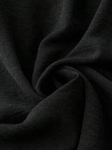 SHEIN LUNE 大尺碼女士短袖襯衫,帶下擺式領 - 黑色 - 查看 4