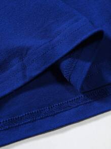 Manfinity Homme Camiseta De Manga Corta Cuello Redondo Y Sólido Para Hombre - azul real - Ver 5