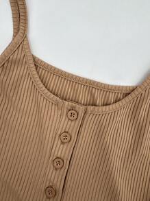 SHEIN Unity 3pcs Button Half Placket Slim Fit Tank Tops With Straps