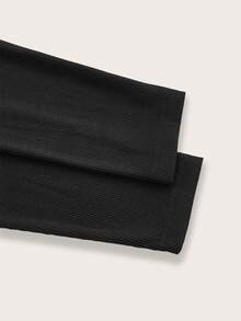 SHEIN BASICS Kích thước lớn Không đối xứng Đường viền cổ áo Thon gọn Áo thun - màu đen - Xem 8